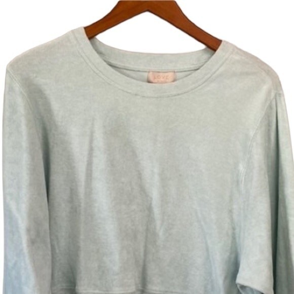 Gap Love by Gap Terry Long Sleeve Cropped Top Mint Green Long Sleeve Crew Neck - Picture 11 of 12
